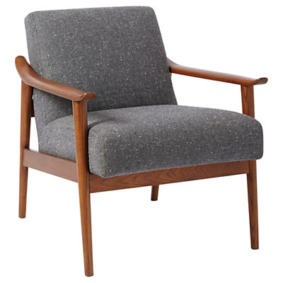 west elm Mid-Century Show Wood Upholstered Chair, Salt + Pepper